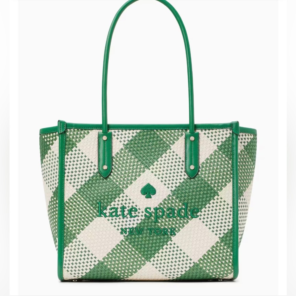kate spade Green & Cream Gingham Tote